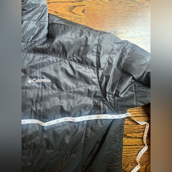 Columbia Omni-Heat Long Lightweight Puffer Coat 3X Black Hooded Winter Jacket - Picture 11 of 11